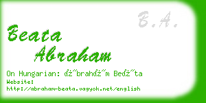 beata abraham business card